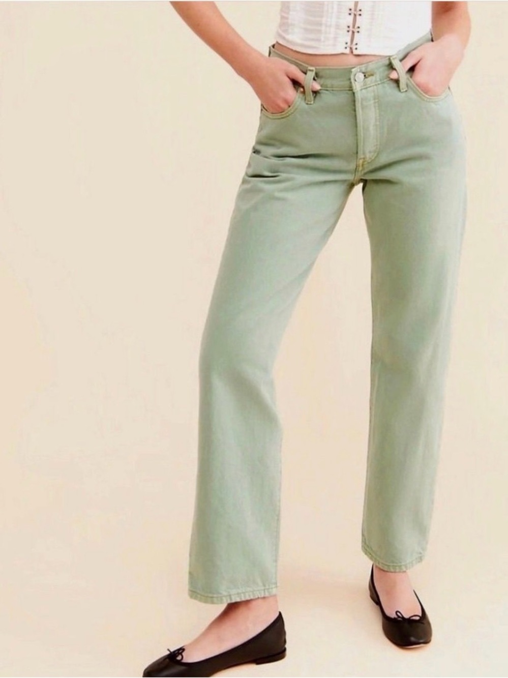 🌿 Levi's 501 '90s‎ Colored Denim Jeans Sage Green Straight Leg Women's Size 30